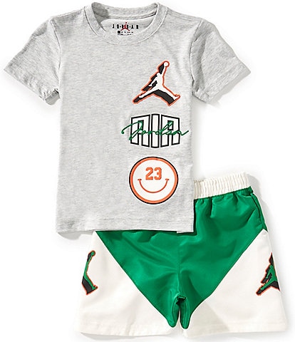 Jordan Little Boys 2T-7 Short-Sleeve Stacked Logo Graphic Jersey T-Shirt & Color Block Woven Shorts Set