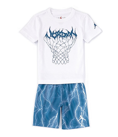 Jordan Little Boys 4-7 Short Sleeve JDB MU Sport Mesh AOP T-Shirt & Shorts Set