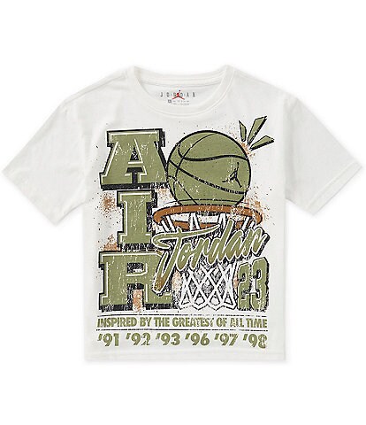 Jordan Little Boys Short Sleeve Retro Hoop Distressed Graphic T-Shirt