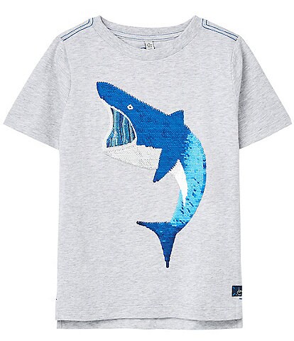 Little/Big Joules Kids 4-12 Short Sleeve Archie Flip-Sequin Shark Tee