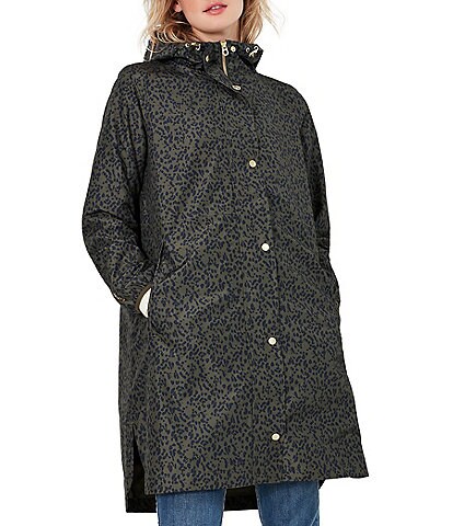 Joules Waybridge Waterproof Stand Collar Long Sleeve Packaway Leopard Raincoat