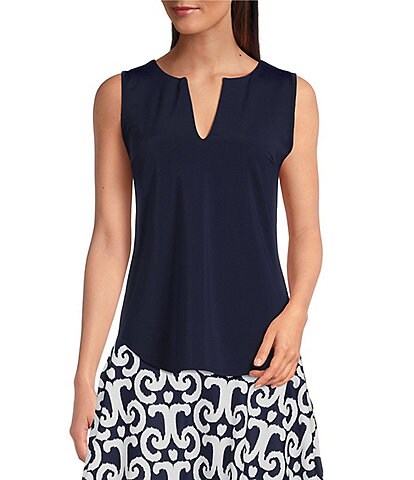 Jude Connally Ali Curved Hem Sleeveless Split Round Neck Shell