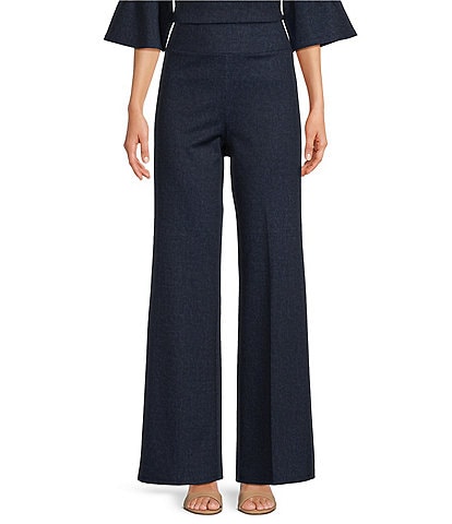 Jude Connally Elliott Stretch Knit Denim Coordinating Wide Leg Pull-On Pants