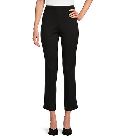 Jude Connally Lucia Ponte Knit Elastic Waistband Straight Pull-On Ankle Pants
