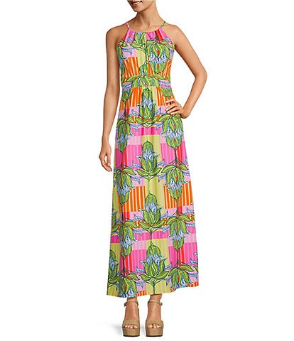 Jude Connally Mia Knit Halter Neck Sleeveless Empire Waist Maxi A-Line Dress