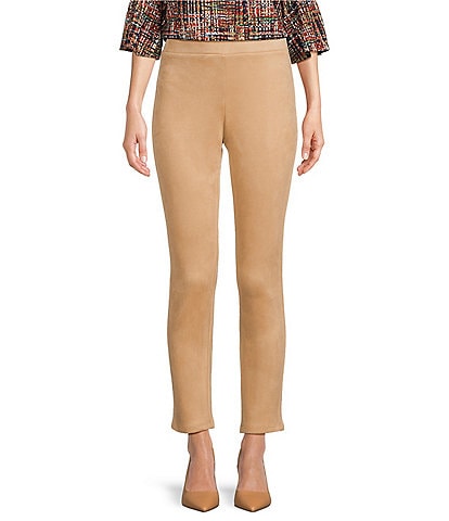 Jude Connally Olivia Stretch Faux Suede Straight Slim-Leg Ankle Pants