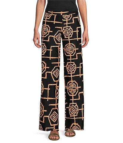 Jude Connally Trixie Jude Cloth Knit Bamboo Lattice Print Wide-Leg Pull-On Coordinating Pants