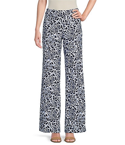 Jude Connally Trixie Jude Cloth Stretch Knit Bloom Print Coordinating Wide-Leg Pull-On Pants