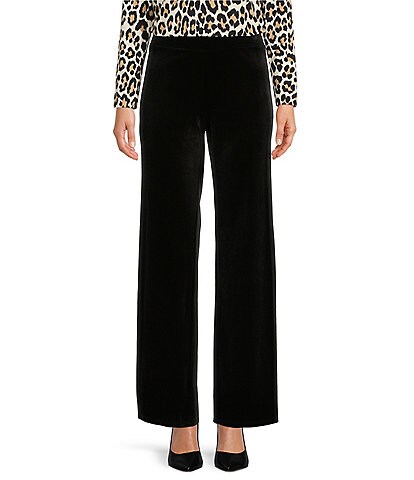 Jude Connally Trixie Stretch Velvet Straight Wide Leg Pull-On Pants