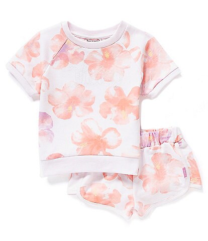 Juicy Couture Little Girls 2T-6X French Terry Floral Juicy Top and Short Set