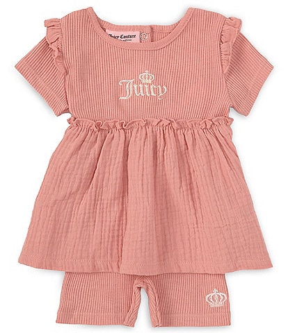 Juicy Couture Baby Girls 12-24 Months Short-Sleeve Tunic Top & Matching Bike Shorts Set