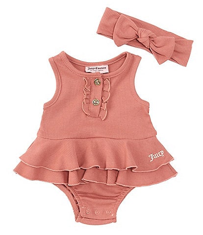 Juicy Couture Baby Girls Newborn-9 Months Sleeveless Drop-Needle Skirted Knit Bodysuit