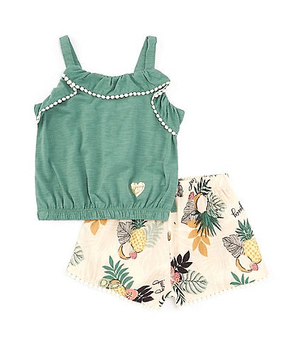 Juicy Couture Little Girls 2T-4T Slab Jersey Top & Printed Woven Tropical Short Set
