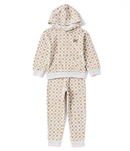Juicy Couture Little Girls 2T-6X Long Sleeve Fleece Printed Hoodie and Jogger Set