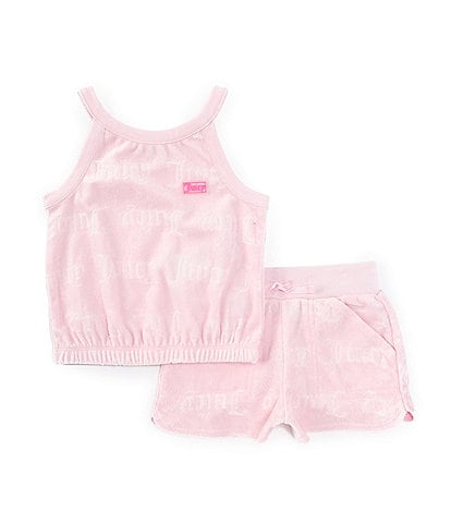 Juicy Couture Little Girls 2T-6X Sleeveless Knit Debossed-Logo Loop Terry Tank Top & Matching Shorts Set
