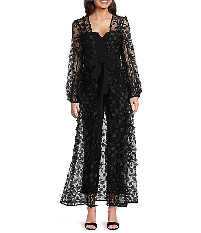 Julia Jordan Two Piece Sweetheart Neck Sleeveless Embroidered Long Sleeve Jacket 2-Piece Jumpsuit Set