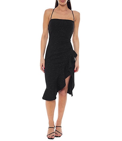 Jump Glitter Asymmetrical Ruffle High-Low Dress