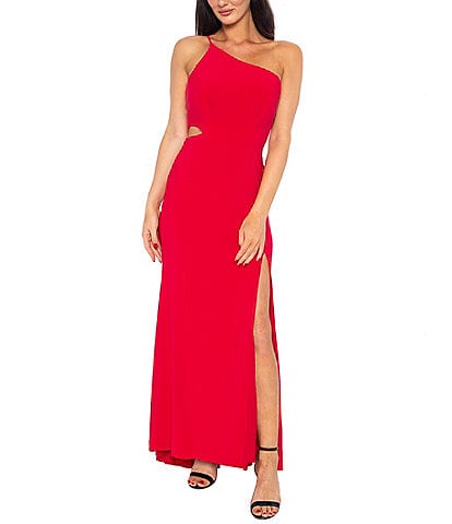 Jump One Shoulder Sleeveless Side Slit Long Gown