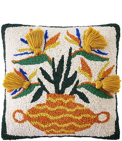 Jungalow Strelitzia Hooked Wool Tassel Pillow