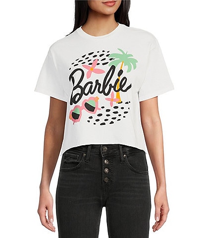 Junk Food Barbie Beach Oversized Cropped Raw Edge T-Shirt