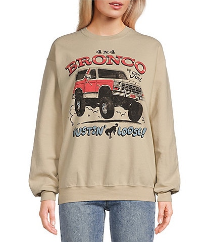 Junk Food Crewneck Long Sleeve 4X4 Bronco Bustin Loose Graphic Sweatshirt