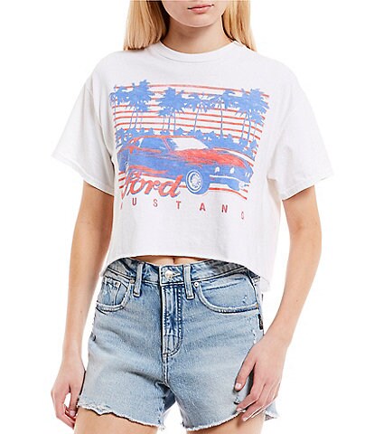 Junk Food Mustang Palm Trees Cropped Graphic Tee