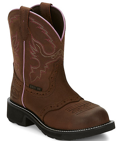 Justin Wanette Leather Steel Toe Western Boots