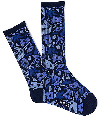 K. Bell Camouflage/Floral Crew Dress Socks