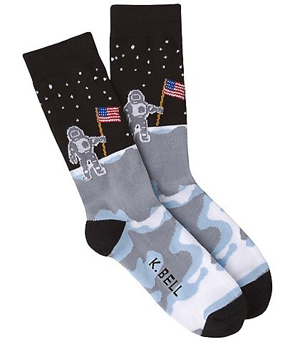 K. Bell Novelty Man On The Moon Crew Socks