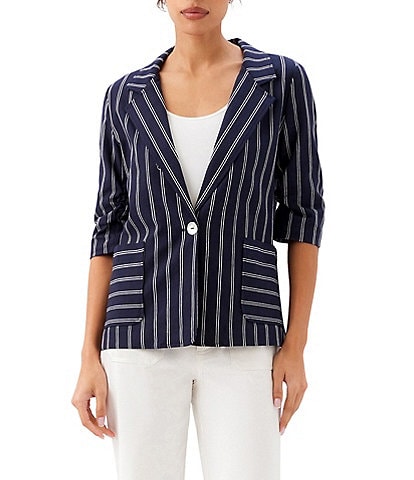 Karen Kane Coordinating Stripe Ruched Sleeve Jacket