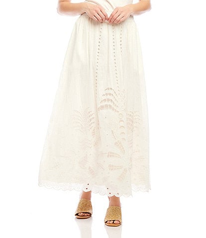 Karen Kane Embroidered Cut-Out A-Line Midi Skirt