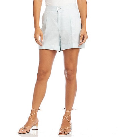 Karen Kane High Waisted Cuffed Hem Pleated Shorts