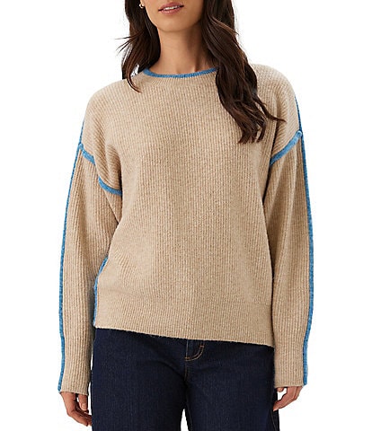 Karen Kane Knit Color Block Crew Neck Long Sleeve Top
