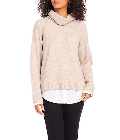 Karen Kane Layered Turtleneck Long Sleeve Sweater