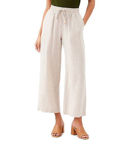 Karen Kane Linen High Rise Wide Leg Drawstring Pants