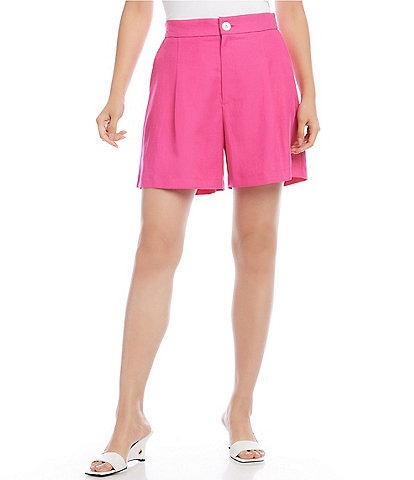 Karen Kane Linen Blend High Waisted Pleated Shorts