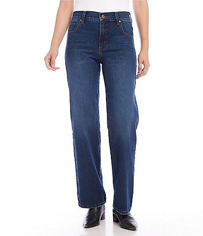 Karen Kane Mid Rise Wide Leg Stretch Denim Jeans
