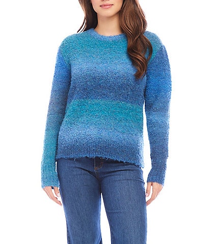 Karen Kane Ombre Boucle Crew Neck Long Sleeve Sweater