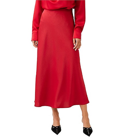 Karen Kane Petite Size Coordinating Satin Bias Cut Midi Skirt