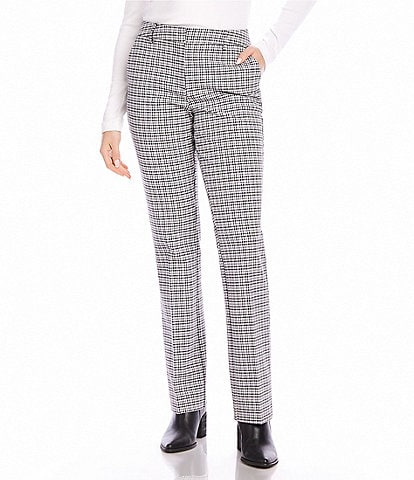 Karen Kane Plaid Hi-Rise Stretch Straight Leg Trouser