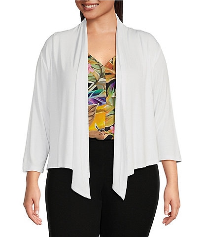 Karen Kane Plus Size Calli Shawl Collar Bracelet Length Sleeve Drape Open-Front Cardigan