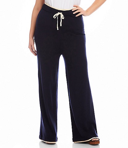 Karen Kane Plus Size Contrast Wide Leg Pull-On Coordinating Sweater Pants