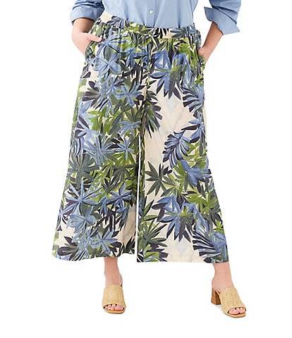 Karen Kane Plus Size Coordinating Island Palms Drawstring Ankle Pants