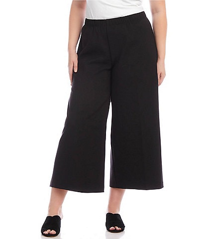 Karen Kane Plus Size High-Rise Cropped Wide-Leg Pull-On Pants