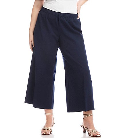 Karen Kane Plus Size High-Rise Cropped Wide-Leg Pull-On Pants