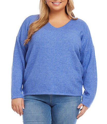 Karen Kane Plus Size V-Neck Drop Shoulder Sleeve Sweater