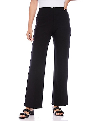 Black High Waisted Woven Stretch Wide Leg Pants