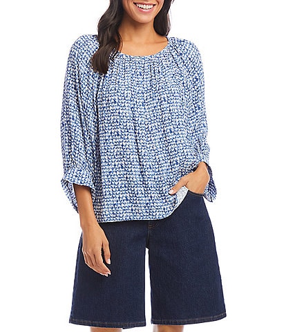 Karen Kane Printed Crew Neck 3/4 Sleeve Top