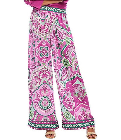 Karen Kane Printed Wide-Leg Pull-On Pants