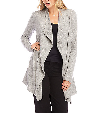 Karen Kane Ribbed Open Long Sleeve Cardigan